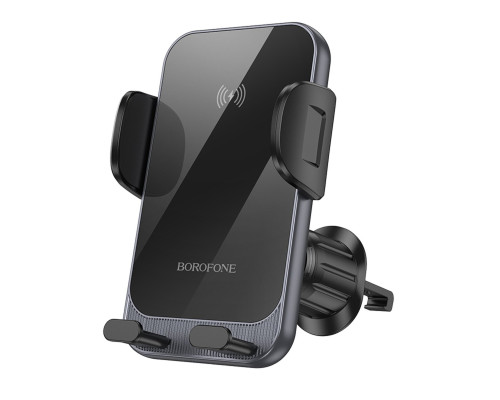 Тримач для мобільного BOROFONE BH220 Leader automatic induction wireless fast charging car holder(air outlet) Black Gray (6941991115288)