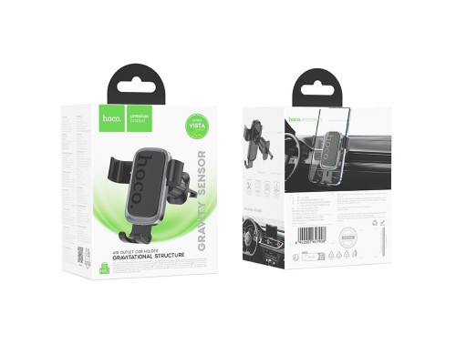 Автотримач для телефона HOCO H80 Vista gravity car holder (air outlet) Black Metal Gray (6942007647908)