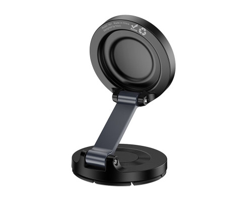 Автотримач для телефона HOCO H61 Show folding ring magnetic car holder (dashboard) Black Metal Gray (6942007637619)