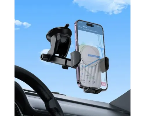 Автотримач BOROFONE BH222 Leading push-type wireless fast charging car holder(center console) чорний mag-6941991119019146046