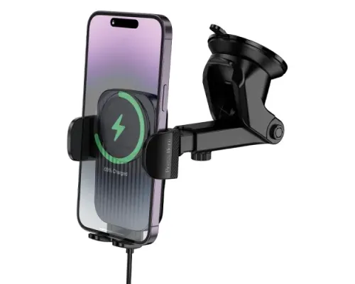 Автотримач BOROFONE BH222 Leading push-type wireless fast charging car holder(center console) чорний mag-6941991119019146046