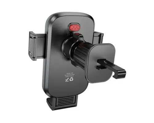 Автотримач Hoco H78 Vista push-type car holder(air outlet) black metal grey mag-6942007647885145291