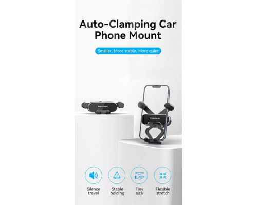 Автотримач для телефону Vention Auto-Clamping Car Phone Mount With Duckbill Clip Gray Crossbar Type (KCEH0)