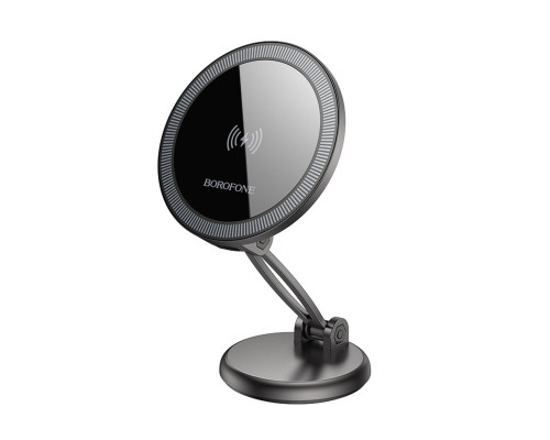 Автотримач для телефона BOROFONE BH218 Star metal magnetic wireless fast charging car holder (center console) Metal Gray (6941991111327)