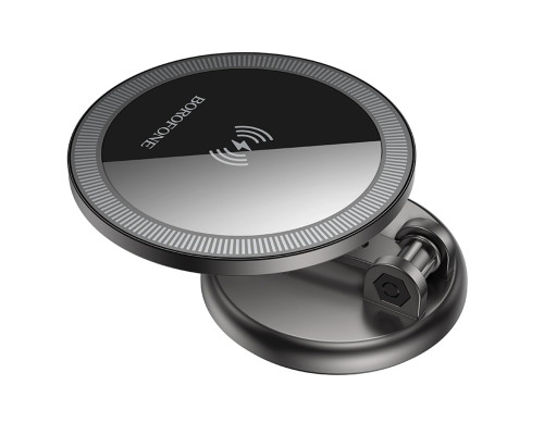 Автотримач для телефона BOROFONE BH218 Star metal magnetic wireless fast charging car holder (center console) Metal Gray (6941991111327)