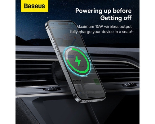 Автотримач для телефона з БЗП Baseus CW01 Magnetic Wireless Charging Car Mount Air Vent Version 15W Cluster Black (C40141001111-00)