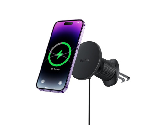 Автотримач для телефона з БЗП Baseus CW01 Magnetic Wireless Charging Car Mount Air Vent Version 15W Cluster Black (C40141001111-00)
