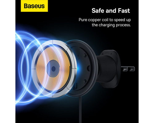 Автотримач для телефона з БЗП Baseus CW01 Magnetic Wireless Charging Car Mount Air Vent Version 15W Cluster Black (C40141001111-00)