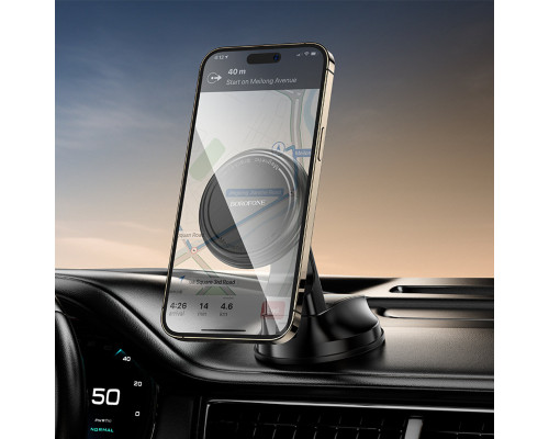 Автотримач для телефона BOROFONE BH136 Parker ring magnetic car holder(center console) Black (6941991121418)
