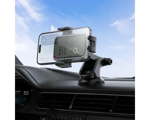 Автотримач Hoco H79 Vista push-type car holder(center console) black metal grey mag-6942007647892146740