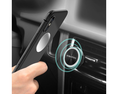 Тримач для мобільного BOROFONE BH6 Platinum metal magnetic in-car holder for air outlet Black (BH6B)
