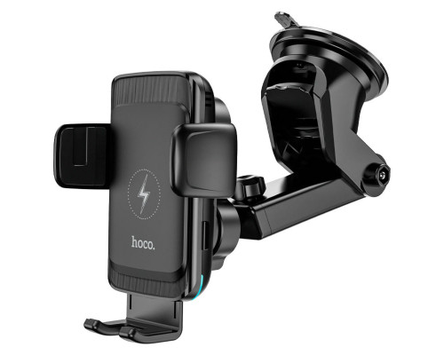 Тримач для мобільного з БЗП HOCO S35 Smart alignment wireless charging car holder Black