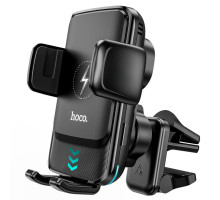 Тримач для мобільного з БЗП HOCO S35 Smart alignment wireless charging car holder Black