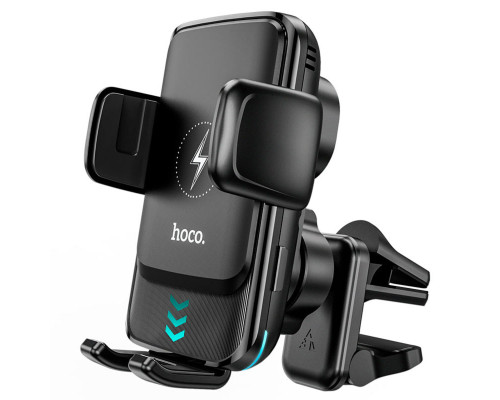 Тримач для мобільного з БЗП HOCO S35 Smart alignment wireless charging car holder Black