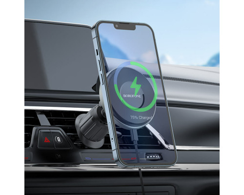 Тримач для мобiльного з БЗП BOROFONE BH202 Seaside magnetic wireless fast charging car holder (BH202)