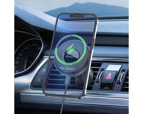 Тримач для мобiльного з БЗП BOROFONE BH202 Seaside magnetic wireless fast charging car holder (BH202)