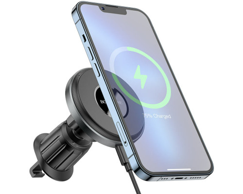 Тримач для мобiльного з БЗП BOROFONE BH202 Seaside magnetic wireless fast charging car holder (BH202)