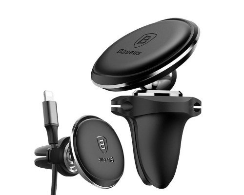 Тримач для мобільного Baseus Magnetic Car Mount Phone Holder with Cable Clip Air Vent Version Cluster Black (C40141201113-00)