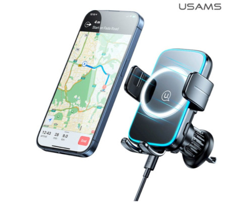 Автотримач Usams CD230 Wireless Charging Car Holder (Air Vent) black (CD230ZJ01)