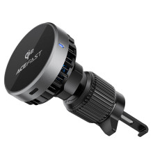 Автотримач для телефона ACEFAST D40 Qi2 Magnetic Wireless Charging car holder with Ice Cooling for air vent Metal gray (6974316283751)