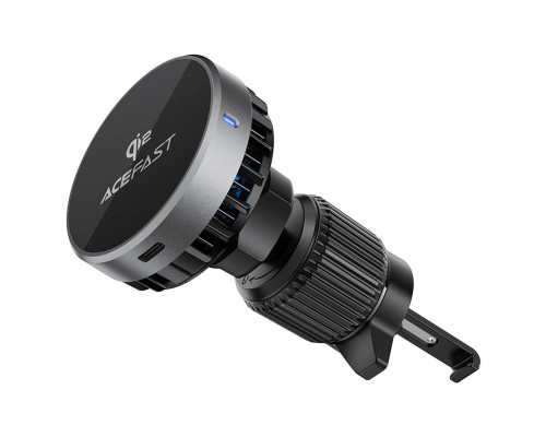 Автотримач для телефона ACEFAST D40 Qi2 Magnetic Wireless Charging car holder with Ice Cooling for air vent Metal gray (6974316283751)