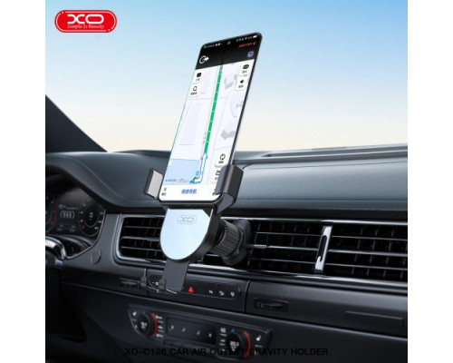 Автотримач XO C126 Mirror face gravity air outlet latch bracket Срібно-чорний mag-6920680843312140352