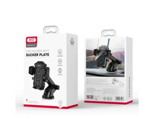 Автотримач XO C76 Car holder with sucker plate Чорний mag-6920680879267144193