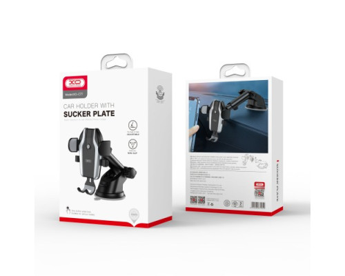 Автотримач XO C77 Car holder with sucker plate Чорний mag-6920680879274140436