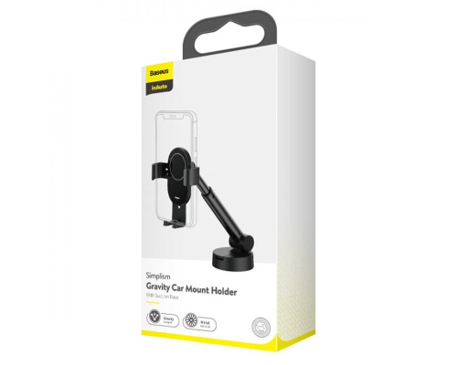 Автотримач Baseus Simplism Gravity Car Mount With Suction Base black PLS-00-00060761