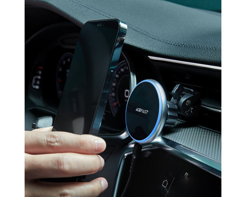 Тримач для мобiльного з БЗП ACEFAST D3 magnetic wireless charging car holder Silver