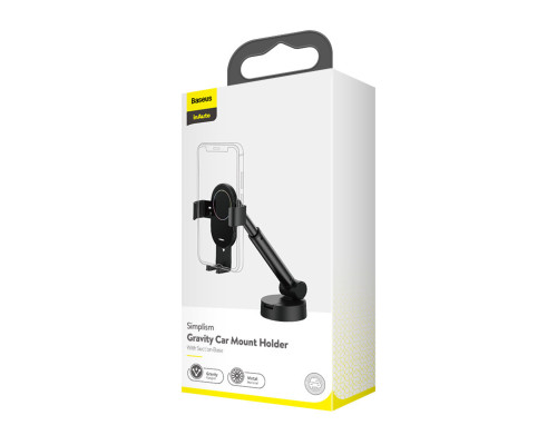 Тримач для мобiльного Baseus Simplism gravity car mount holder with suction base Black