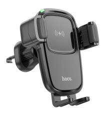 Тримач для мобiльного з БЗП HOCO HW1 Pro wireless fast charge car holder(air outlet) Black