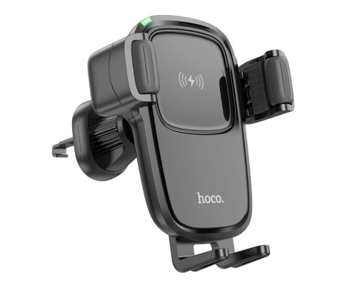 Тримач для мобiльного з БЗП HOCO HW1 Pro wireless fast charge car holder(air outlet) Black