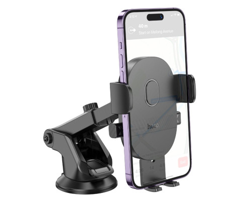 Тримач для мобільного HOCO H19 Mighty one-button car holder(center console) Black (6942007601580)