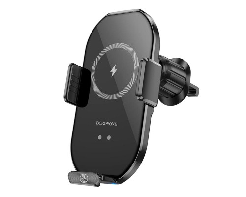 Тримач для мобільного з БЗП BOROFONE BH205 Rusher infrared wireless fast charging car holder(air outlet) Black