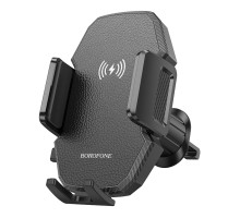 Тримач для мобiльного з БЗП BOROFONE BH213 Adelante wireless fast charging car holder(air outlet) Black