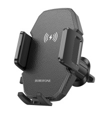 Тримач для мобiльного з БЗП BOROFONE BH213 Adelante wireless fast charging car holder(air outlet) Black