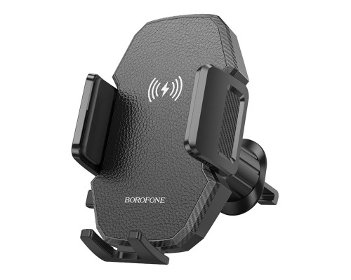 Тримач для мобiльного з БЗП BOROFONE BH213 Adelante wireless fast charging car holder(air outlet) Black