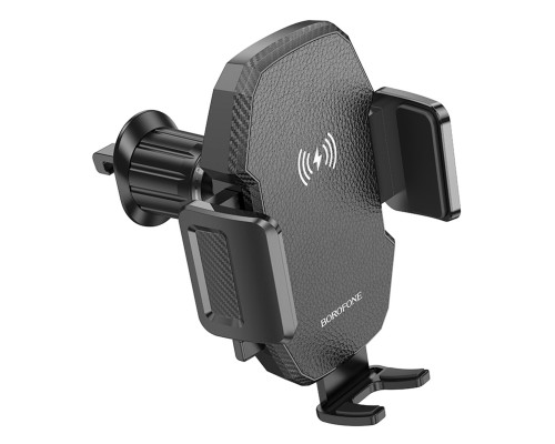 Тримач для мобiльного з БЗП BOROFONE BH213 Adelante wireless fast charging car holder(air outlet) Black