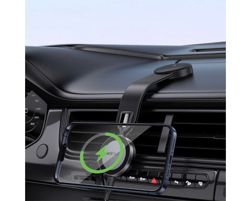 Автотримач для телефона ACEFAST D37 magnetic wireless charging car holder for dashboard Black (6974316283546)