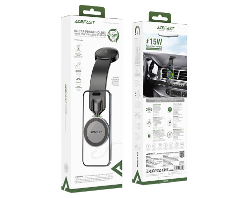 Автотримач для телефона ACEFAST D37 magnetic wireless charging car holder for dashboard Black (6974316283546)