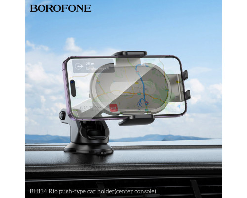 Автотримач для телефона BOROFONE BH134 Rio push-type car holder (center console) Black (6941991120671)