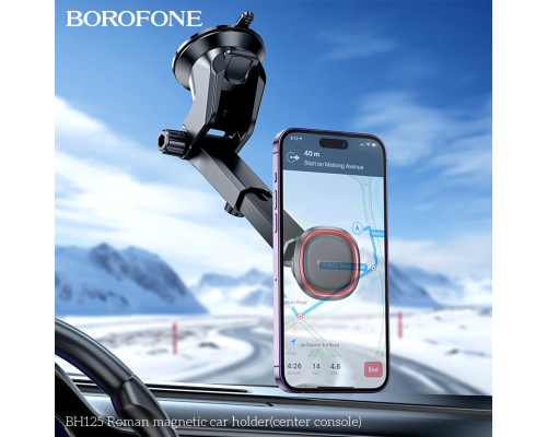 Автотримач для телефона BOROFONE BH125 Roman magnetic car holder (center console) Black and Red (6941991119552)