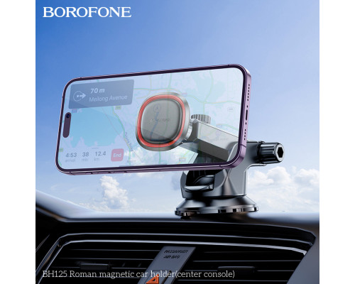 Автотримач для телефона BOROFONE BH125 Roman magnetic car holder (center console) Black and Red (6941991119552)