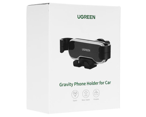 Автотримач для телефона UGREEN LP228 Gravity Drive Air Vent Car Mount Phone Holder With Arc-Shaped mounting clip Black (UGR-80871)