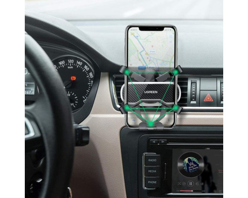 Автотримач для телефона UGREEN LP228 Gravity Drive Air Vent Car Mount Phone Holder With Arc-Shaped mounting clip Black (UGR-80871)
