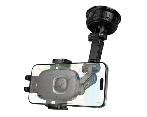 Автотримач Hoco H89 Crown large suction cup car holder(center console) black metal gray mag-6942007662628152323