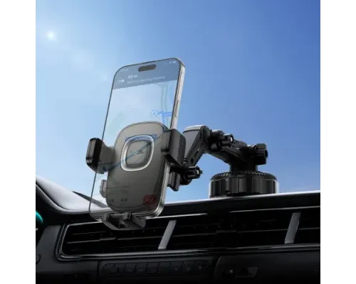 Автотримач Hoco H89 Crown large suction cup car holder(center console) black metal gray mag-6942007662628152323