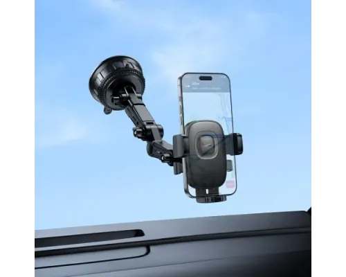 Автотримач Hoco H89 Crown large suction cup car holder(center console) black metal gray mag-6942007662628152323