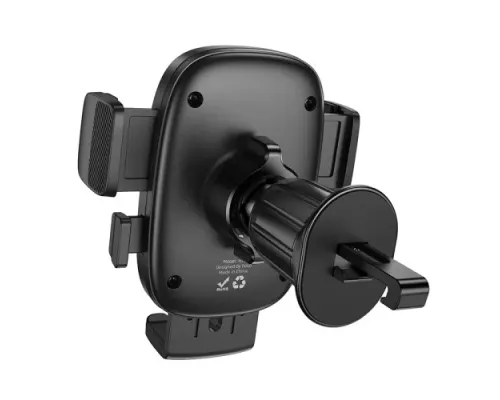 Автотримач Hoco H75 Crown one-button car holder(air outlet) black metal grey mag-6942007646901145285